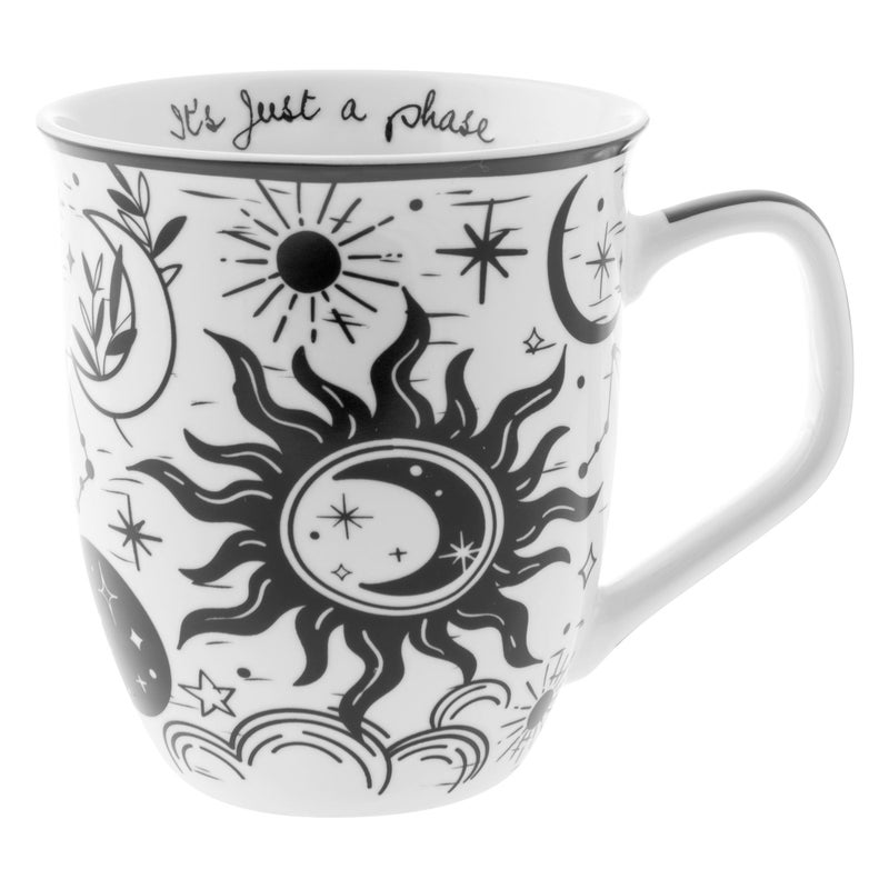 Karma Gifts 14 oz Black and White Boho Mug Celestial - Cute Coffee and Tea Mug - Ceramic Coffee Mugs for Women and Men - Image 1