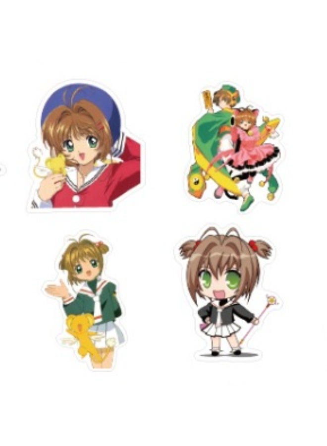 NIBEMINENT 50 Pcs Cartoon Variety Sakura Deco Kit Waterproof Stickers, High Definition Printing Bright Colors, Suitable for Laptop Skateboard Luggage Water Bottle Guitar DIY - Image 2