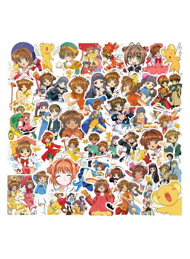 NIBEMINENT 50 Pcs Cartoon Variety Sakura Deco Kit Waterproof Stickers, High Definition Printing Bright Colors, Suitable for Laptop Skateboard Luggage Water Bottle Guitar DIY - Image 1