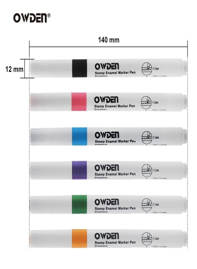 OWDEN 6-Pieces Metal Stamp Enamel Marker for Metal Stamping and Engraving Diy, Jewelry Steel Stamps Acrylic Ink 6 Colors. (6 Colors) - Image 2