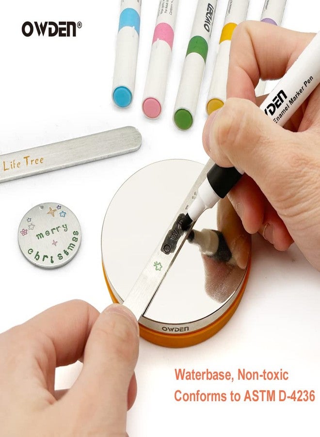 OWDEN 6-Pieces Metal Stamp Enamel Marker for Metal Stamping and Engraving Diy, Jewelry Steel Stamps Acrylic Ink 6 Colors. (6 Colors) - Image 4
