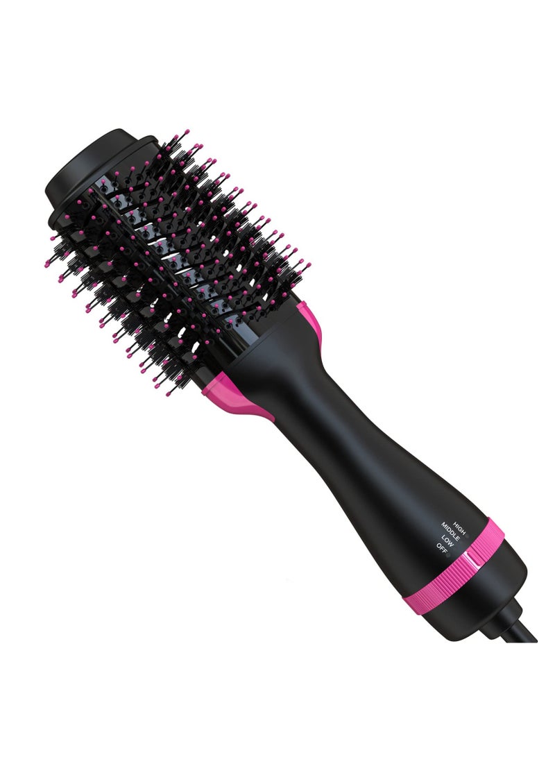 Excefore Hair Dryer Brush Blow Dryer Brush in One, 4 in 1 Hair Dryer and Styler Volumizer with Negative Ion, Hot Air Brush Hair Straightener, Curling Brush Oval Shape, Pink - Image 1