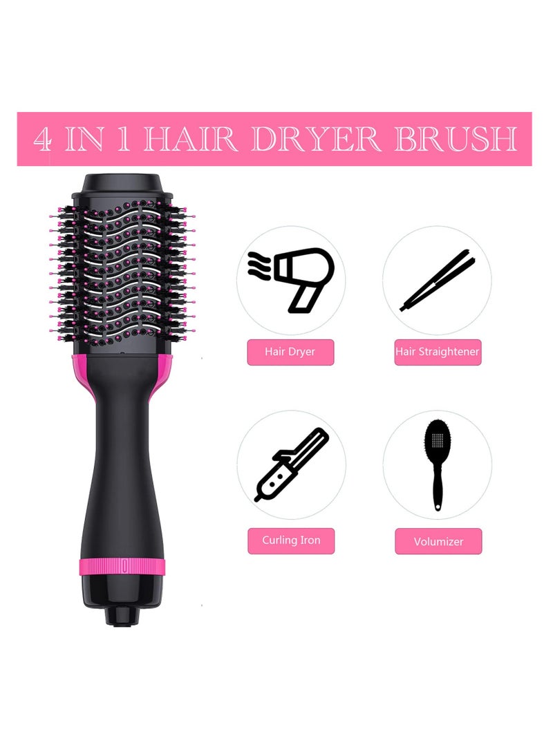 Excefore Hair Dryer Brush Blow Dryer Brush in One, 4 in 1 Hair Dryer and Styler Volumizer with Negative Ion, Hot Air Brush Hair Straightener, Curling Brush Oval Shape, Pink - Image 2