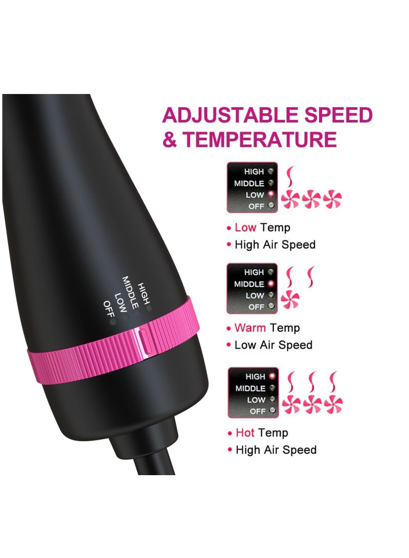 Excefore Hair Dryer Brush Blow Dryer Brush in One, 4 in 1 Hair Dryer and Styler Volumizer with Negative Ion, Hot Air Brush Hair Straightener, Curling Brush Oval Shape, Pink - Image 3