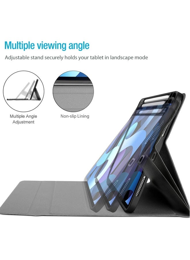 DUSALA Apple Ipad mini 6 Black English Arabic Smart Wireless Bluetooth Keyboard Case Cover With Pen Slot Black - Image 3