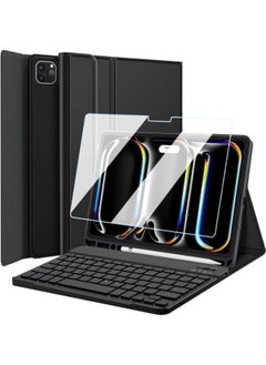 DUSALA Apple Ipad mini 6 Black English Arabic Smart Wireless Bluetooth Keyboard Case Cover With Pen Slot Black  - Image 4