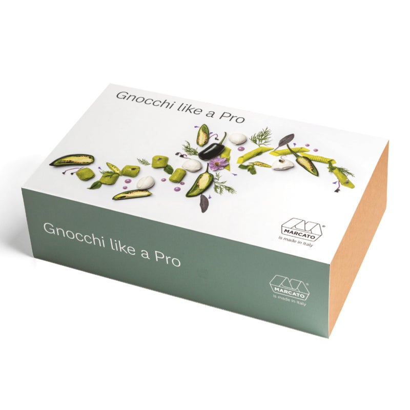 MARCATO Made in Italy GNOCCHI LIKE A PRO 7piece Kit Includes gnocchi board garganelli accessory 2 pastry rings rolling pin short apron and cookbook - Image 1