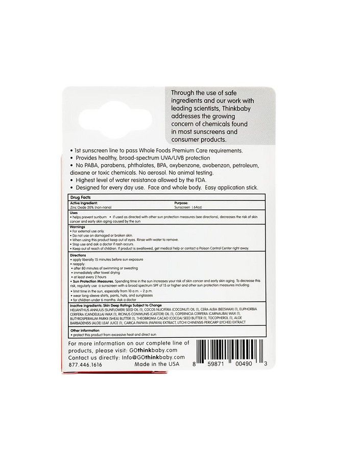 Thinkbaby Sunscreen Stick White/Orange 0.64 Ounce (2 Pack) - Image 4