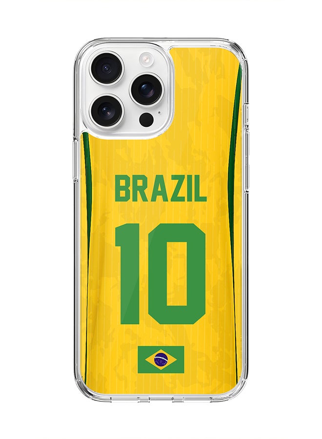 Stylizedd Classic Clear Magnetic Case for Apple iPhone 16 Pro Max , Hybrid Soft Case Flexible Edges Anti Drop TPU PC Gel Thin Transparent Cover [ Designed for Apple iPhone 16 Pro Max ] - Football Team Brazil World Cup 2026 - Image 1