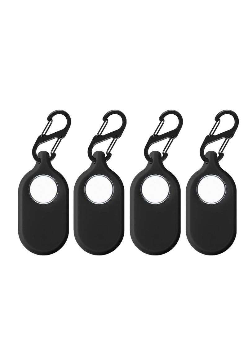 Case Fit for Samsung Galaxy SmartTag2 Case Pro, Soft Silicone Skin Cover Shock-Absorbing Protective Case with Carabiner Accessories, Robust 360° Protection, Metal Carabiner (4 Packs Black)