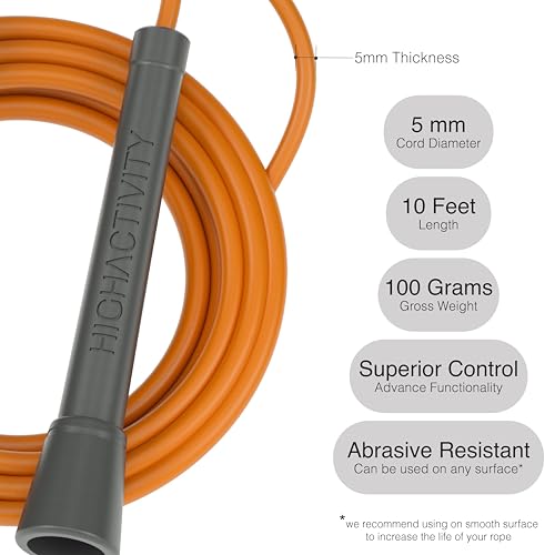 High Activity- Skipping Rope for Men and Women Jumping Rope With Adjustable Height Speed Skipping Rope for Exercise, Gym, Sports Fitness Adjustable Jump Rope (Autumn Orange) - Image 2