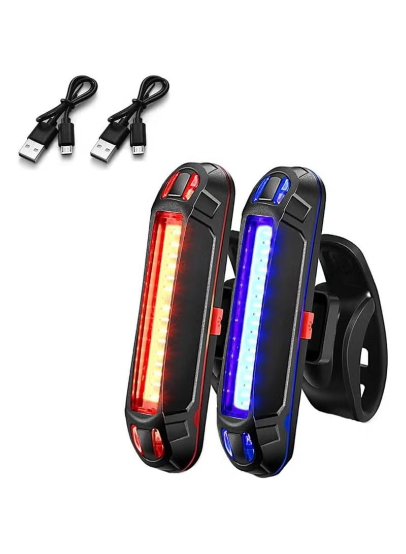 2Pack الدراجة الخلفية الذيل الخفيفة USB قابلة للشحن دراجة المصباح الخلفي الترا مشرق دراجة LED ضوء السلامة للماء ركوب الدراجات المصباح الخلفي (الضوء الأحمر + الضوء الأزرق) - Image 1