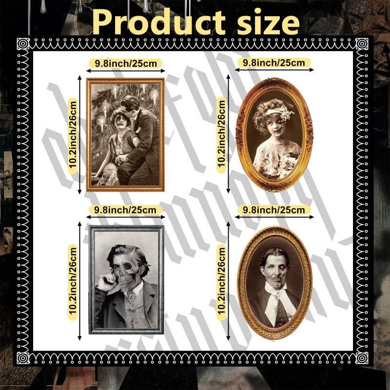 TaoBary 6 عبوات صور الهالوين 3D تغيير وجه الرعب بورتريهات مخيفة صور الهالوين المسكونة إطار صور مخيفة لزينة الجدران في المنزل قلعة المنزل المسكون زينة حفلات الهالوين - Image 2