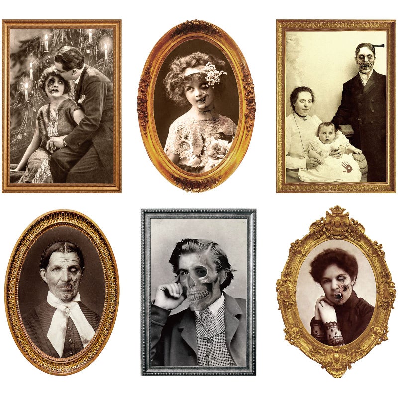 TaoBary 6 عبوات صور الهالوين 3D تغيير وجه الرعب بورتريهات مخيفة صور الهالوين المسكونة إطار صور مخيفة لزينة الجدران في المنزل قلعة المنزل المسكون زينة حفلات الهالوين - Image 1