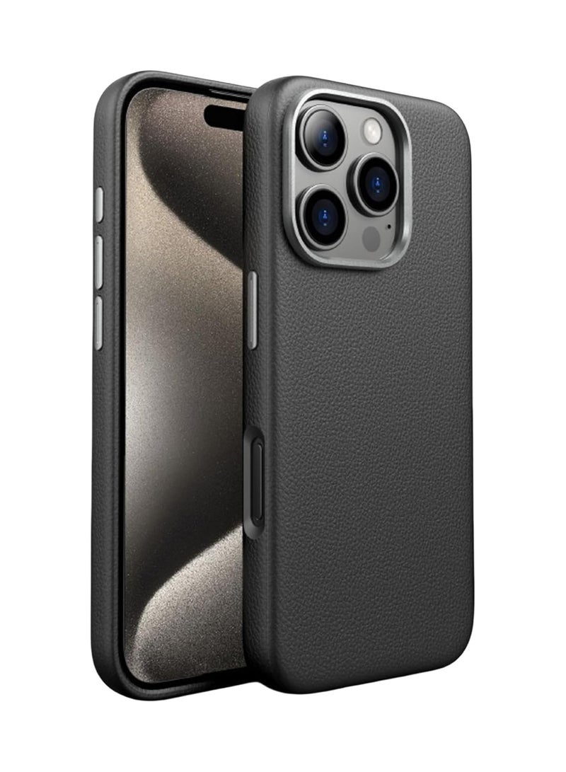 iPhone 15pro max ,with Metal Camera Protection Compatible with Handmade Genuine Italian Leather Ultra Thin Non-Slipping Scratch Free Case (orange)  - Image 3