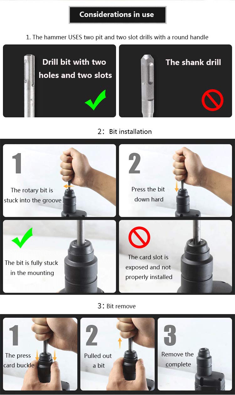 MLD GH20-25, SDS-Plus, 20MM, 800W Heavy Duty Rotary Hammer Drill, Safety Clutch 2 Functions with Vibration Control, and Drill Bits(Colours as per Availability) - Image 5