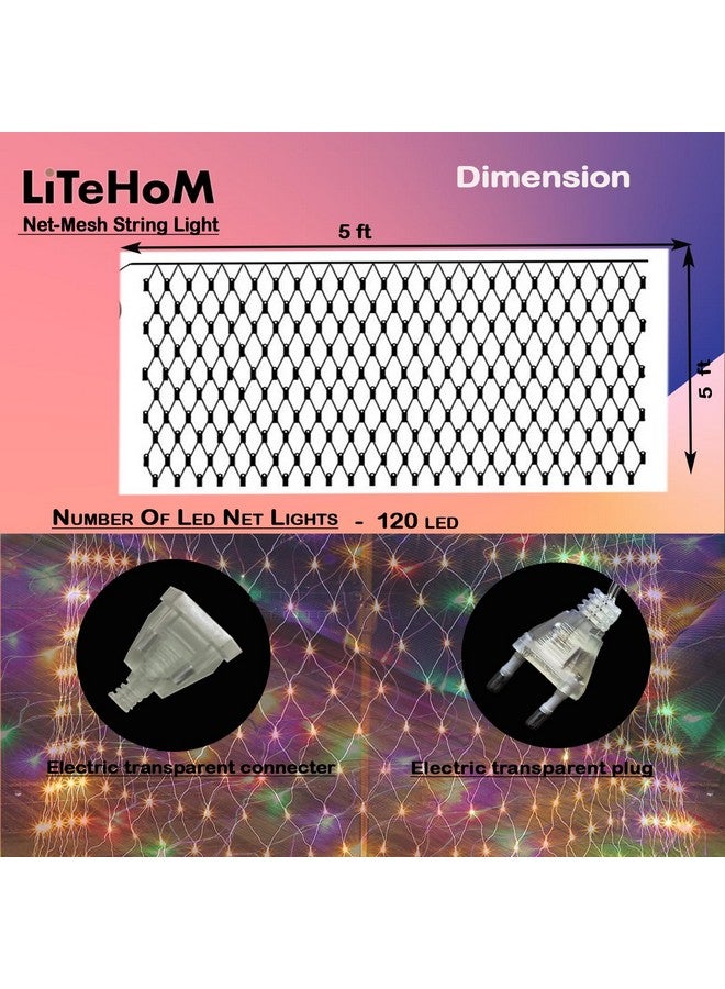 Litehom LED Net Mesh String Lights, 5Ft X 5Ft, 120 LEDs, 8 Modes Diwali Decor with Diwali Lights for Home Decoration! LED Diwali Light, LED Lights for Home Decoration (LITEHOM-1.5X1.5-M) - Image 2