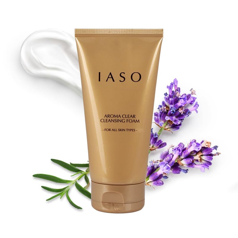 IASO Aroma Clear Cleansing Foam | Moisture-Retaining Korean Face Wash with Rose Water & Lavender, Rich Foaming Deep Cleanser & Makeup Remover, 5.29oz - Image 1
