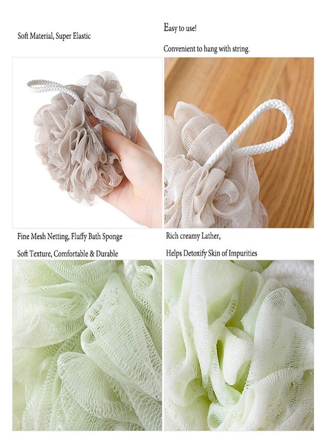 LISSOMPLUME Mesh Pouf Bath Sponge Exfoliating Shower Ball Pom Cleaning Accessory Green Color - Image 3