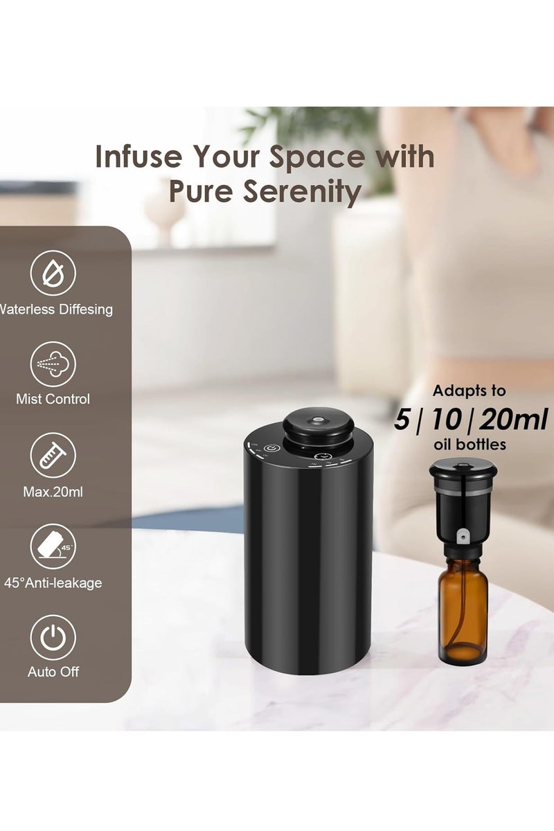 Y&D Waterless Diffuser for Essential Oil Nebulizer Battery Operated with 3 Mist Modes 4 Timers 7-Color LED Aromatherapy Diffuser Car Air Freshener Diffuser for Home Hotel Office (Black)  - Image 4