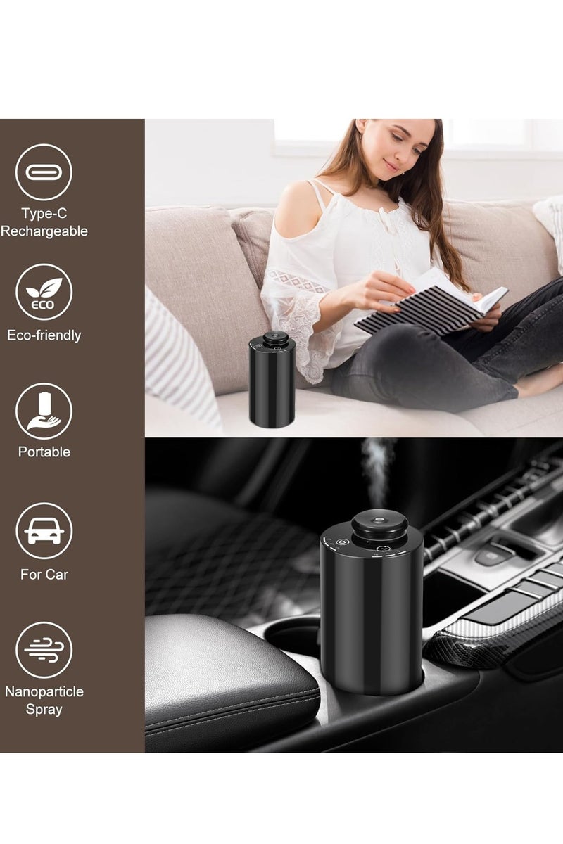 Y&D Waterless Diffuser for Essential Oil Nebulizer Battery Operated with 3 Mist Modes 4 Timers 7-Color LED Aromatherapy Diffuser Car Air Freshener Diffuser for Home Hotel Office (Black)  - Image 5