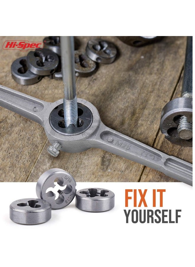 Hi-Spec - Hi-Spec 39 Piece SAE & Metric Tap & Die Set. Complete M3 to M12 / #4 to 1/2in Fine & Coarse Tools to Cut, Chase and Thread with Screw Pitch Gauge in a Tray Case - Image 1