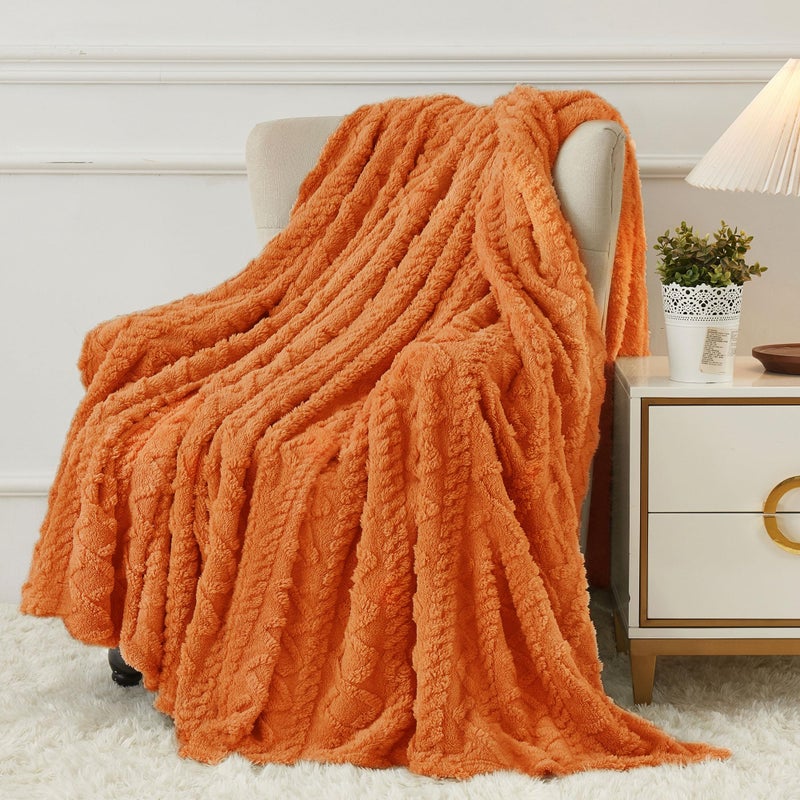 Aganear Flannel Throw Blanket - 50"x60" Orange Blankets Boho Decor Cozy Soft Bedding for Warm Present for Tennessee Vols, Christmas, Halloween, Housewarming - Image 1