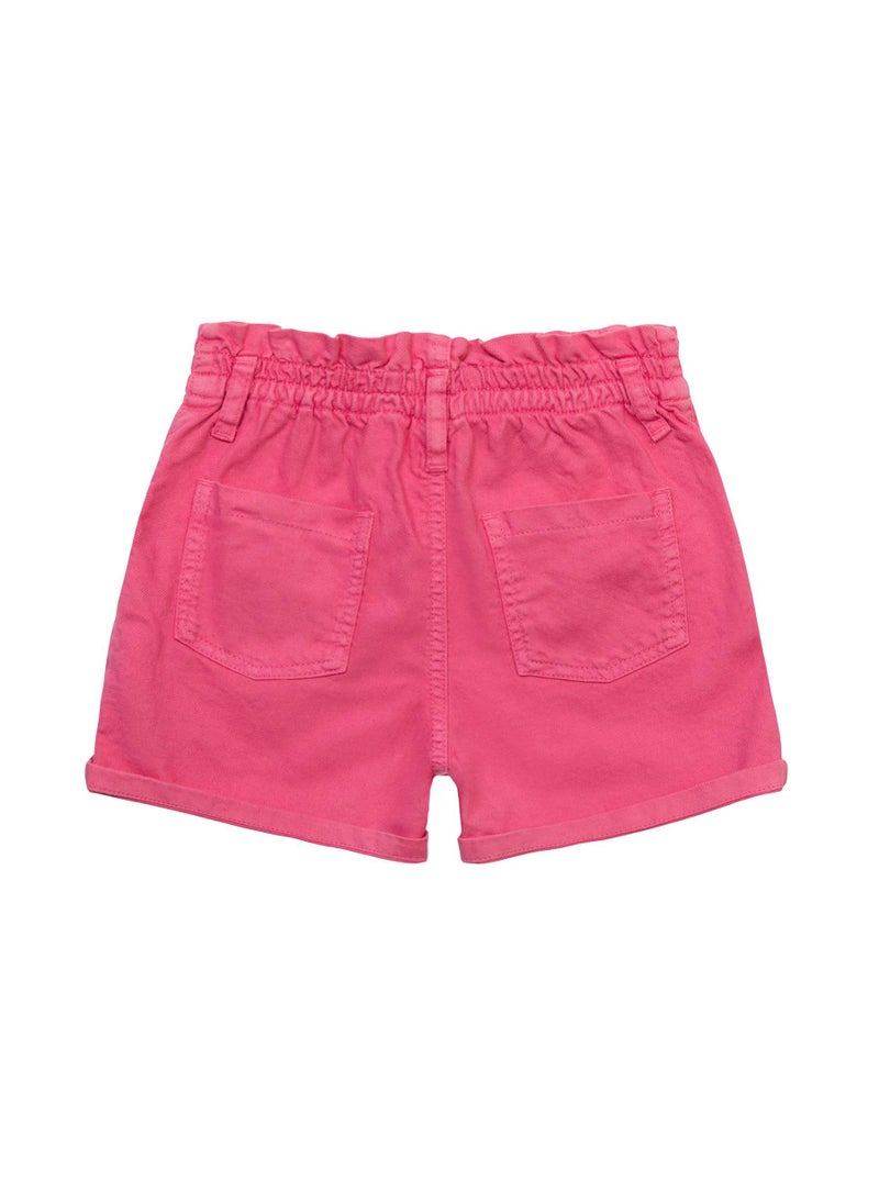 MINOTI Kids Girls Twill Shorts with Elastic Waist and Button Front  - Image 2