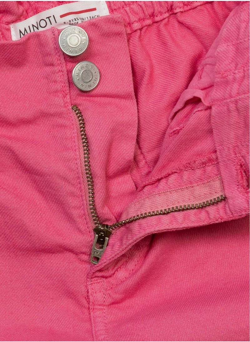 MINOTI Kids Girls Twill Shorts with Elastic Waist and Button Front  - Image 3