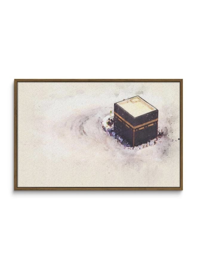 Abstract framed portrait of drawing of the kaaba prayer in mecca 120x80