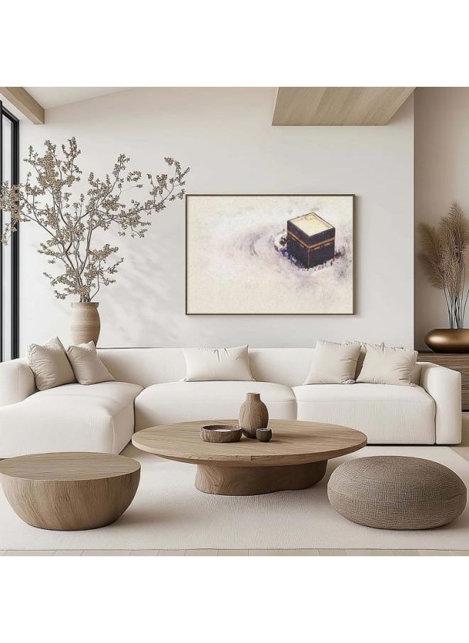 Abstract framed portrait of drawing of the kaaba prayer in mecca 120x80