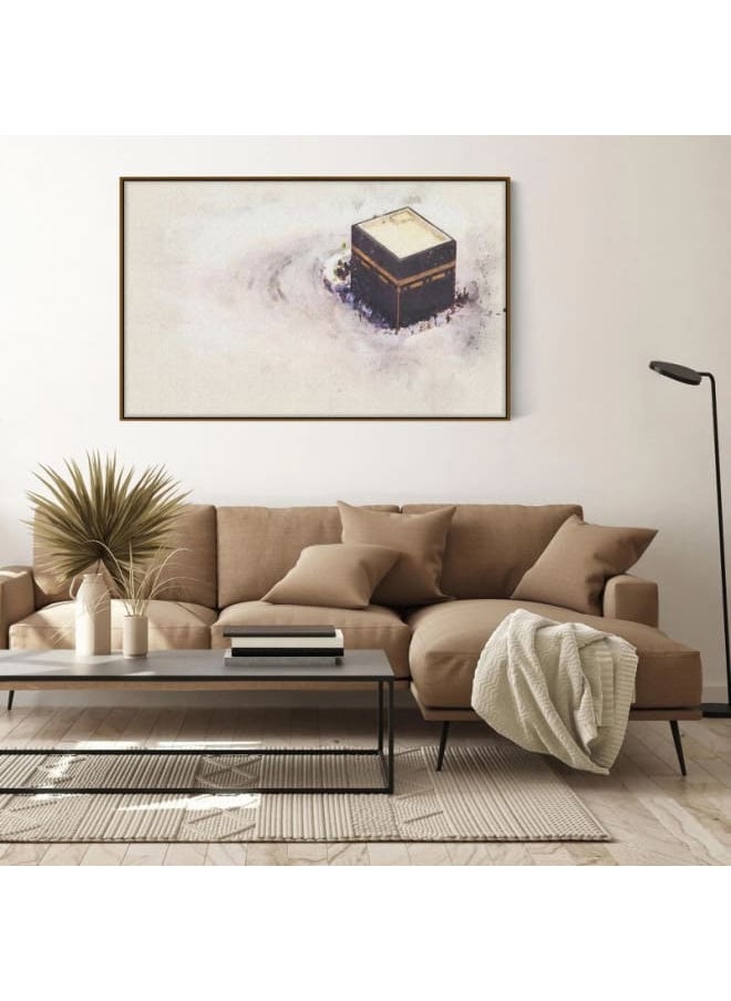 Abstract framed portrait of drawing of the kaaba prayer in mecca 120x80