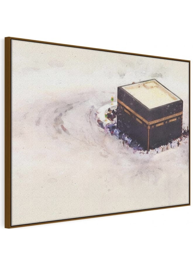 Abstract framed portrait of drawing of the kaaba prayer in mecca 120x80
