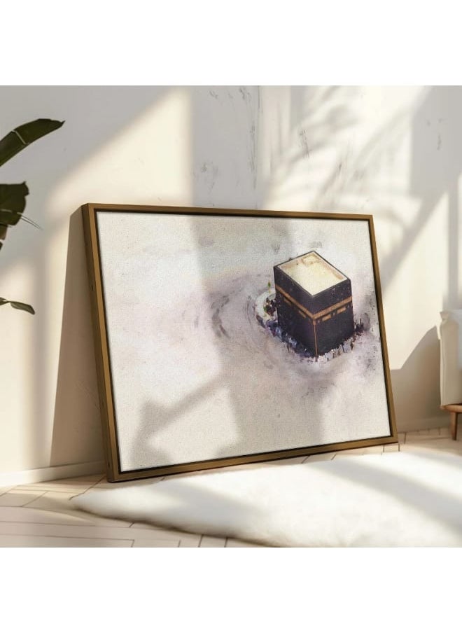 Abstract framed portrait of drawing of the kaaba prayer in mecca 120x80