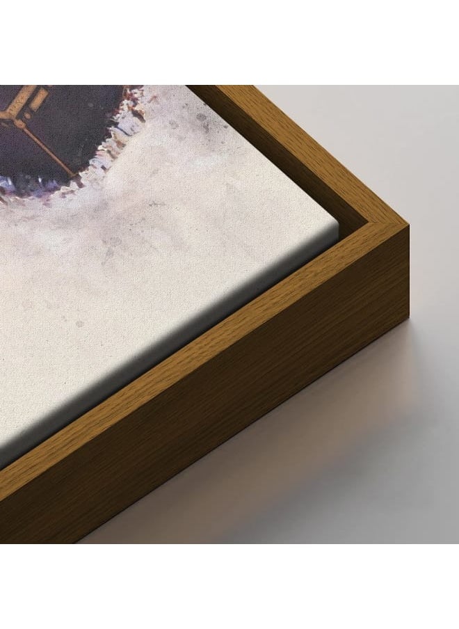 Abstract framed portrait of drawing of the kaaba prayer in mecca 120x80
