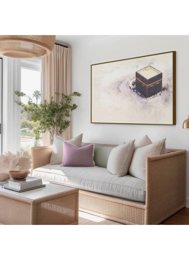 Abstract framed portrait of drawing of the kaaba prayer in mecca 120x80