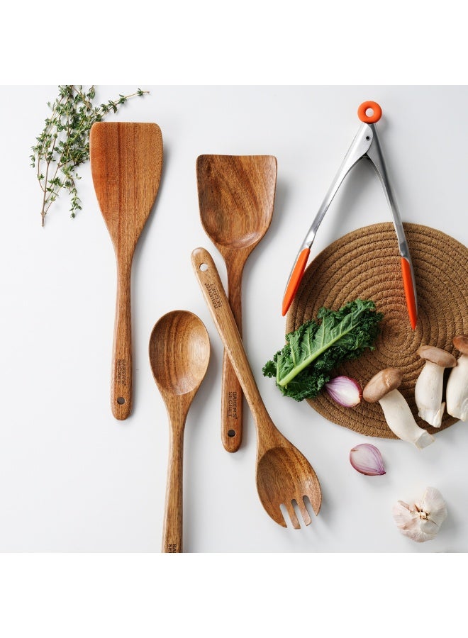 Baker's Secret 33cm Wooden Salad Spoon – Natural Kitchenware for Tossing, Serving & Healthy Food Preparation - Image 4