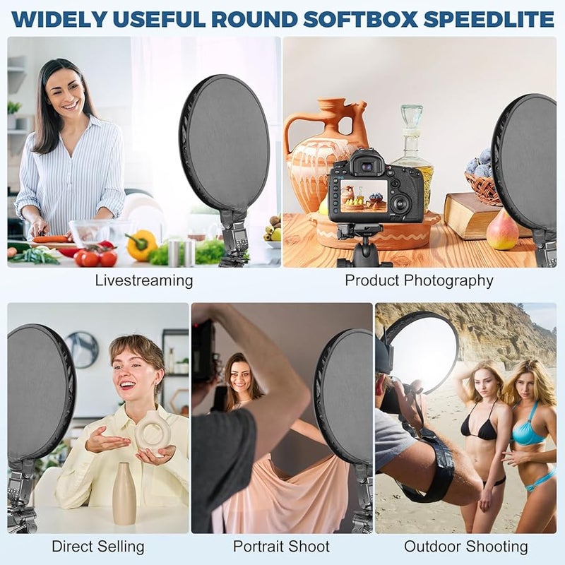 Pilipane 40cm Round Softbox Speedlite Flash Diffuser with Carrying Bag - Image 5