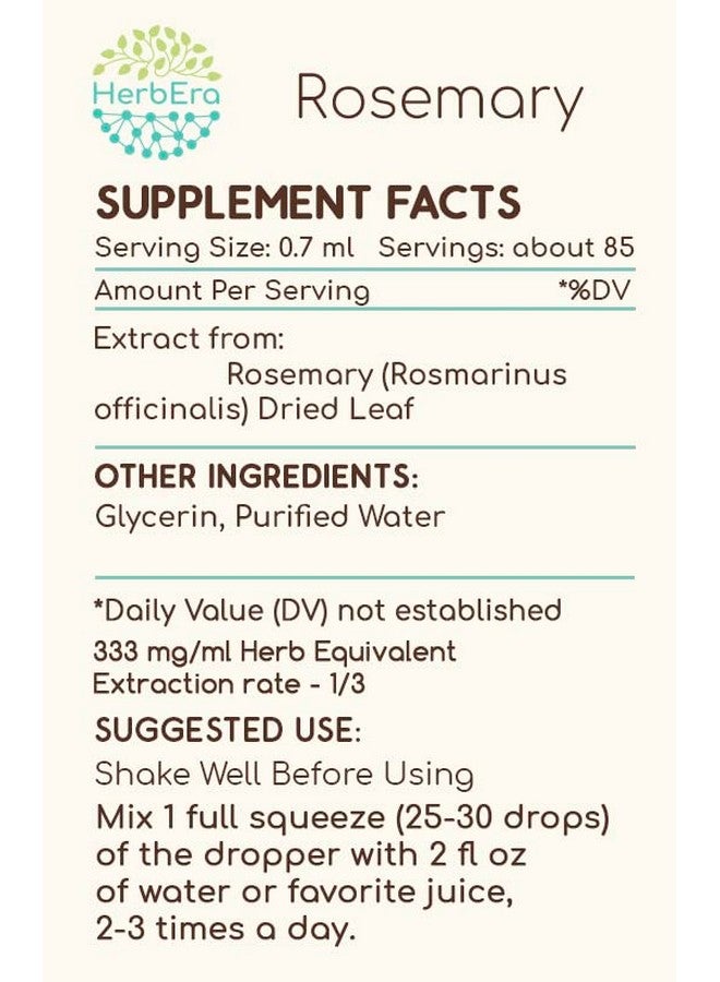HerbEra Rosemary B60 Alcoholfree Herbal Extract Tincture Concentrated Liquid Drops Natural Rosemary (Rosmarinus Officinalis) (2 Fl Oz) - Image 3