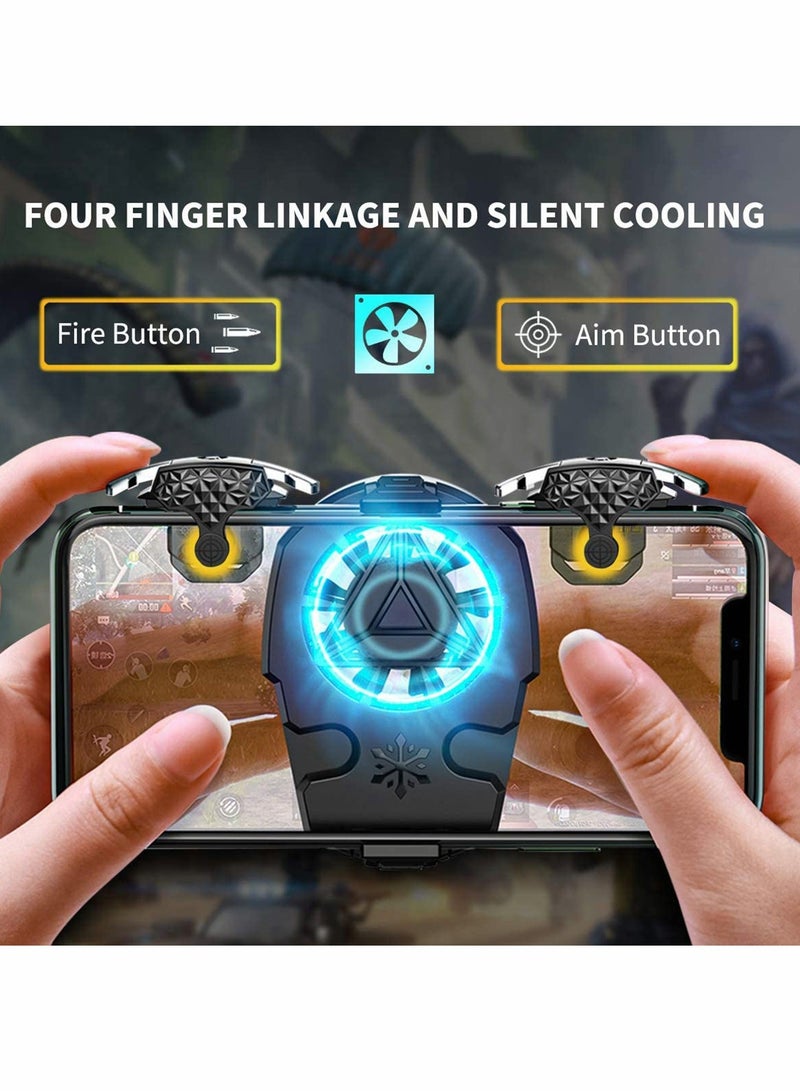 إسكدنيا PUBG Mobile Controller, PUBG Game Fan Controller Gaming Trigger with Phone Cooling Fan the Best Shooting Partner Phone Game Controller Gamepad Joystick with Radiator for Call of Duty - Image 2