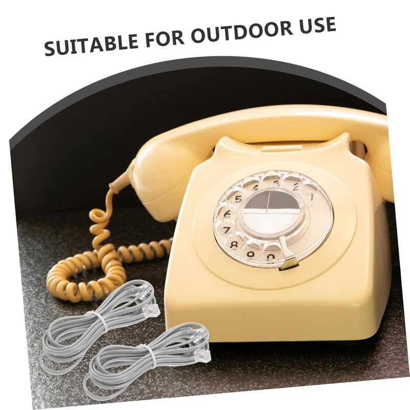 10Pcs White PVC Telephone Cord Extension Cable for Office Hotel Fax Machine - Image 4