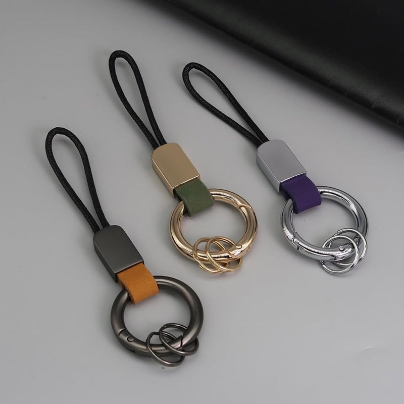 Simulated Leather Keychain With And Adjustable Wrist Strap Trendy Holder For Car Keys Organization - Image 3