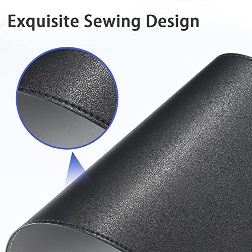 Aropana Vegan Leather Desk Mat | Large Reversible Mouse Pad & Computer Table Protector | Dual-Side Waterproof Extended Laptop Pad with Edge-Stitched Design (90x45CM, Black and Grey) - Image 3