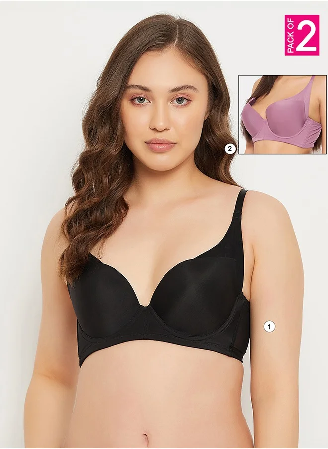 Clovia Clovia Pack of 2 Level 2 Push-Up Padded Underwired Demi Cup Multiway T-shirt Bra