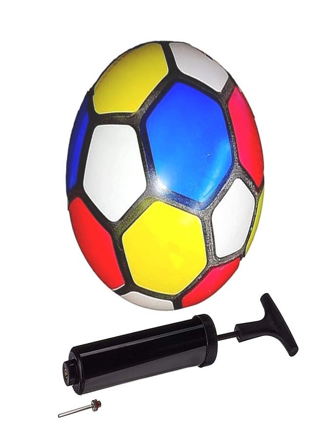 Ciko Beech Football infaltable | Baby and Kids Ball or Mouth air Filling Balls Ranbow Multi Color for Gardan Park Home School Pool with Free Air Feeling Pump (Beech Football with Pump) - Image 1