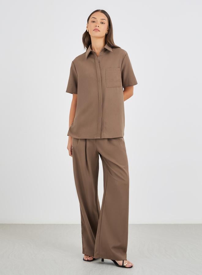 Styli Styli Spread Collar Short Sleeve Shirt and Pants Co-Ords  - Image 2