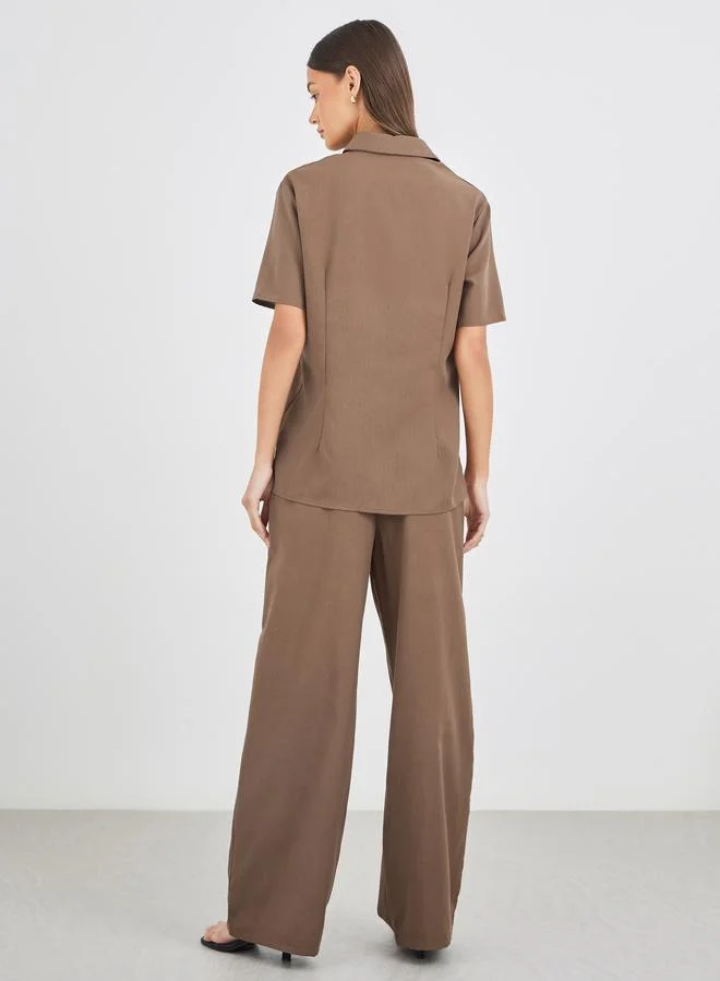 Styli Styli Spread Collar Short Sleeve Shirt and Pants Co-Ords