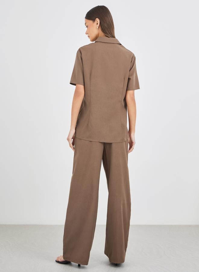 Styli Styli Spread Collar Short Sleeve Shirt and Pants Co-Ords  - Image 5