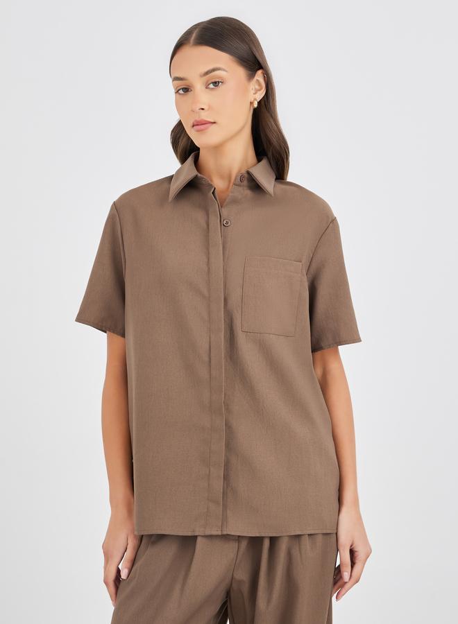Styli Styli Spread Collar Short Sleeve Shirt and Pants Co-Ords  - Image 3