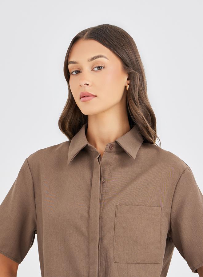 Styli Styli Spread Collar Short Sleeve Shirt and Pants Co-Ords  - Image 4